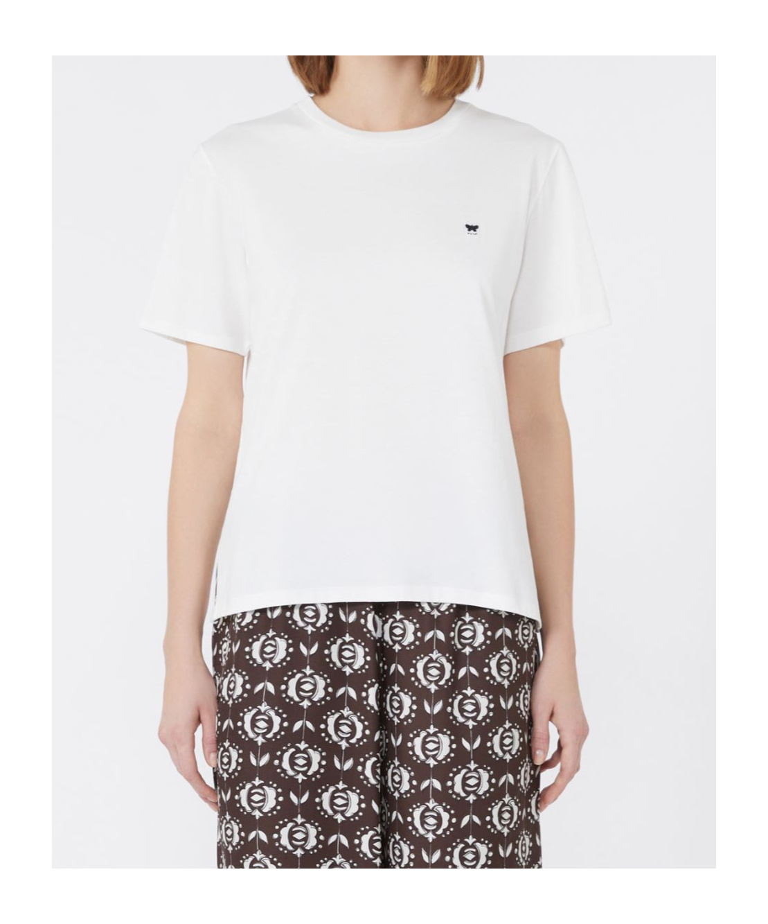 Weekend Max Mara Butterfly Logo Embroidered Crewneck T-shirt In White
