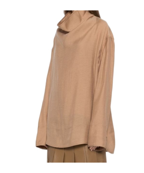 TOTÊME FUNNEL-NECK ORGANZA BLOUSE