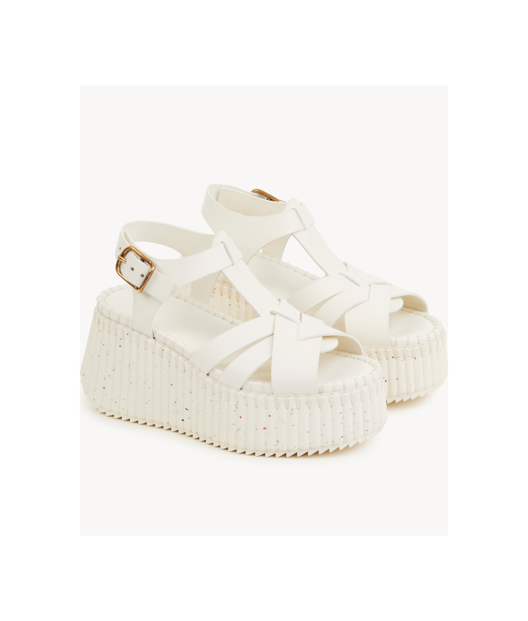 Shop Chloé Leather Platform Sandals In White