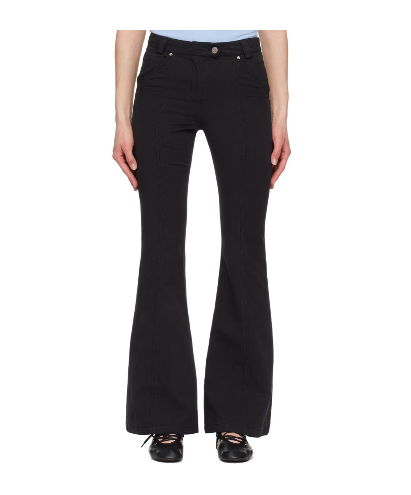 Open Yy Bootcut Trousers In Black