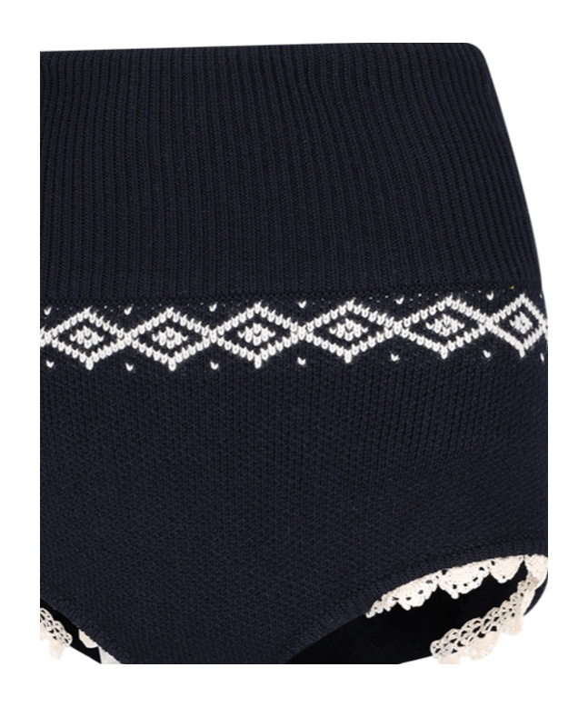 Magda Butrym Geometric-print Ribbed Shorts In Blue