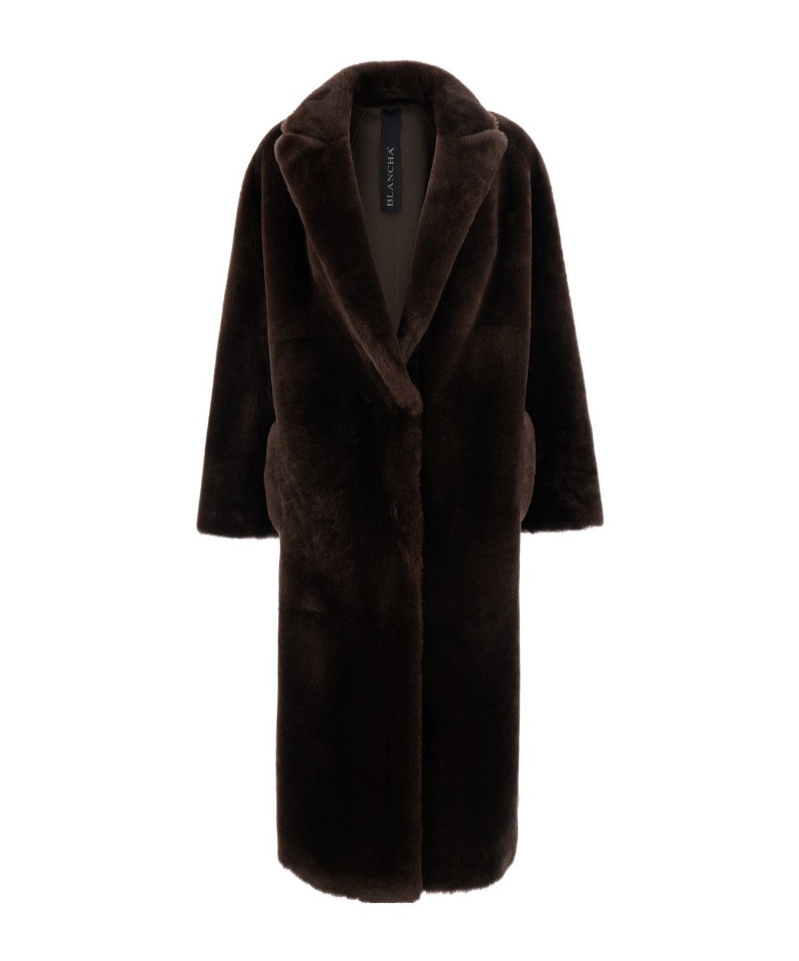 Blancha Coat With Notched Collar In Fur Women In Brown