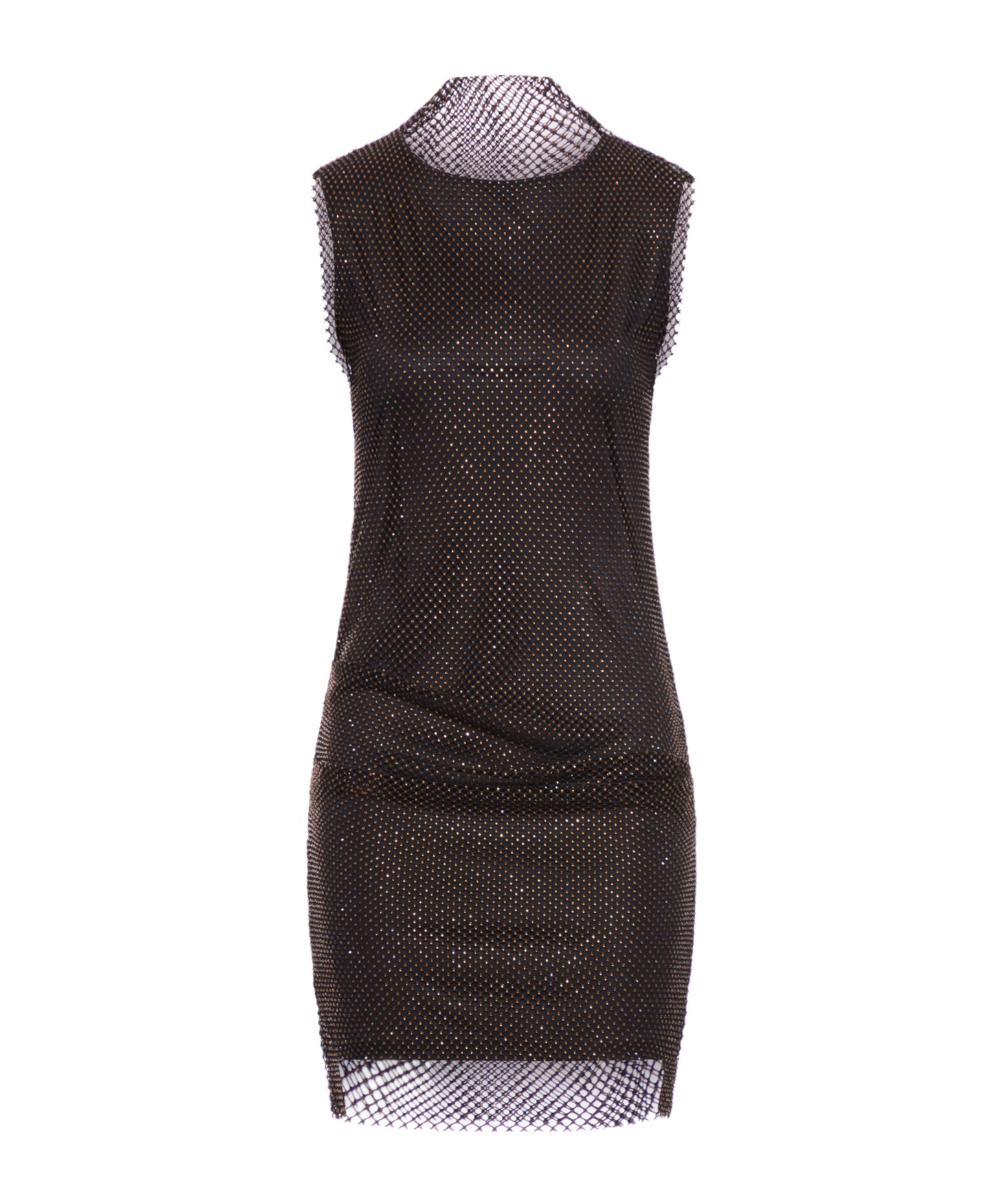 Sportmax Fitted Mini Dress With Textured Mesh Overlay In Black