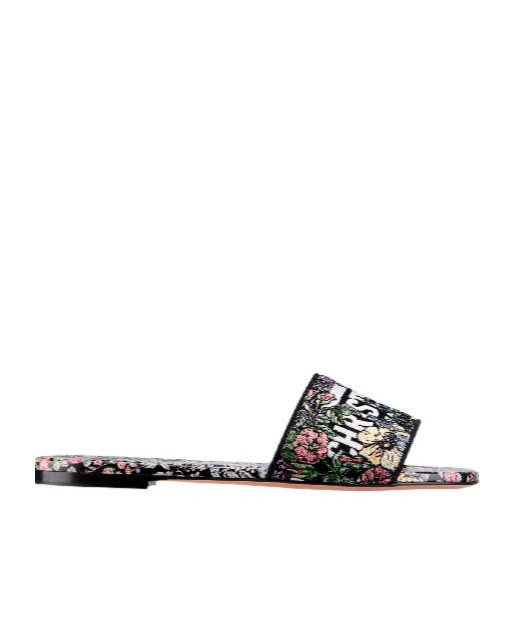 Dior Pattern Slippers In Black