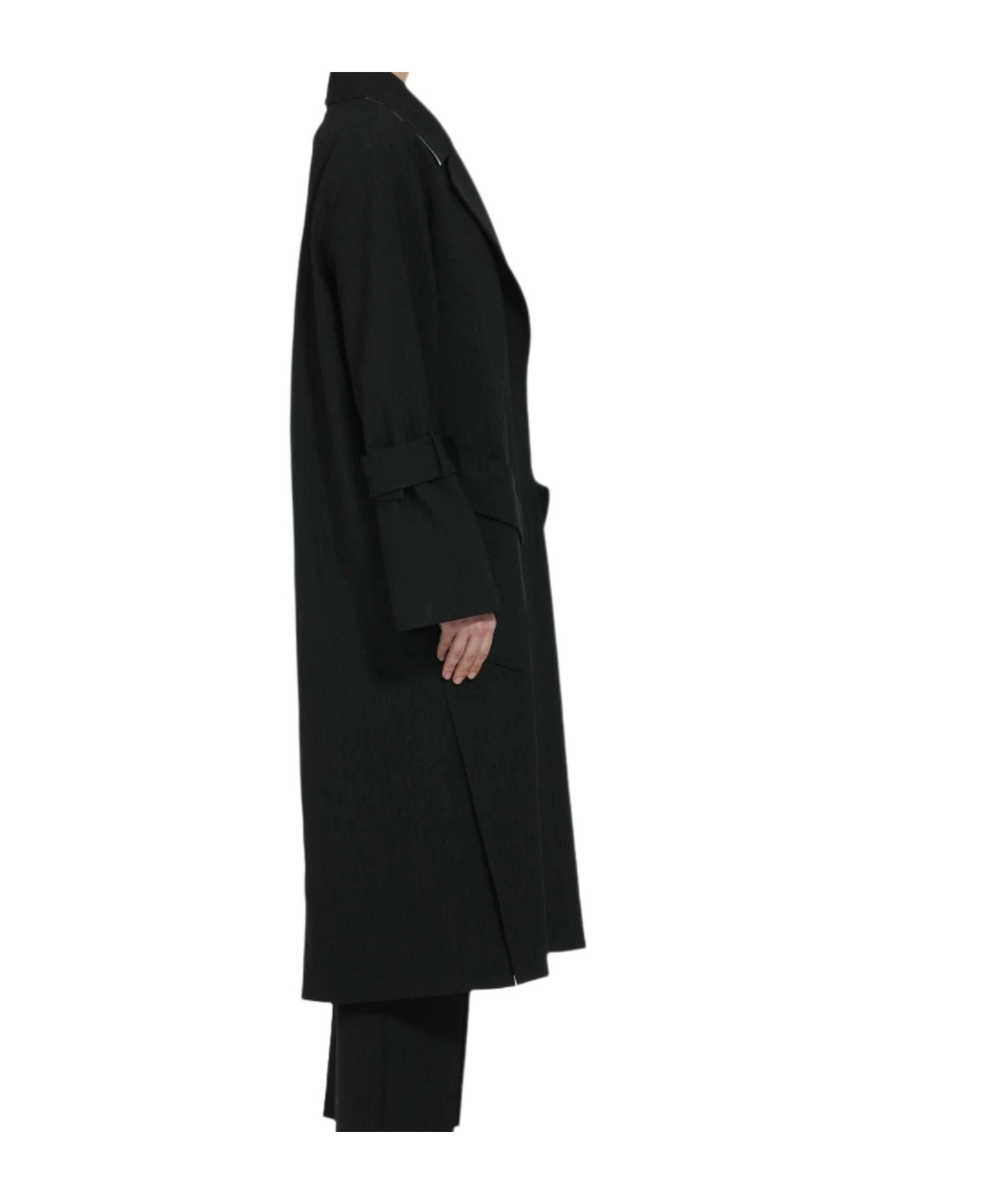 N°21 N21 Striped Long Casual Jacket In Black