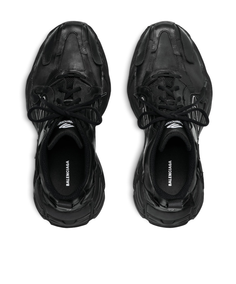 Balenciaga Monday Black Low Top Sneakers With Logo Detail And Embossed Size On The Rear In Leather And Fabric M In Black