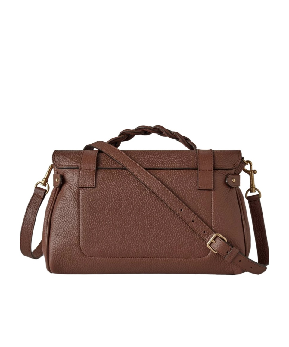 Mulberry 'alexa Heavy' Brown Top Handle Bag With Twist-lock Closure