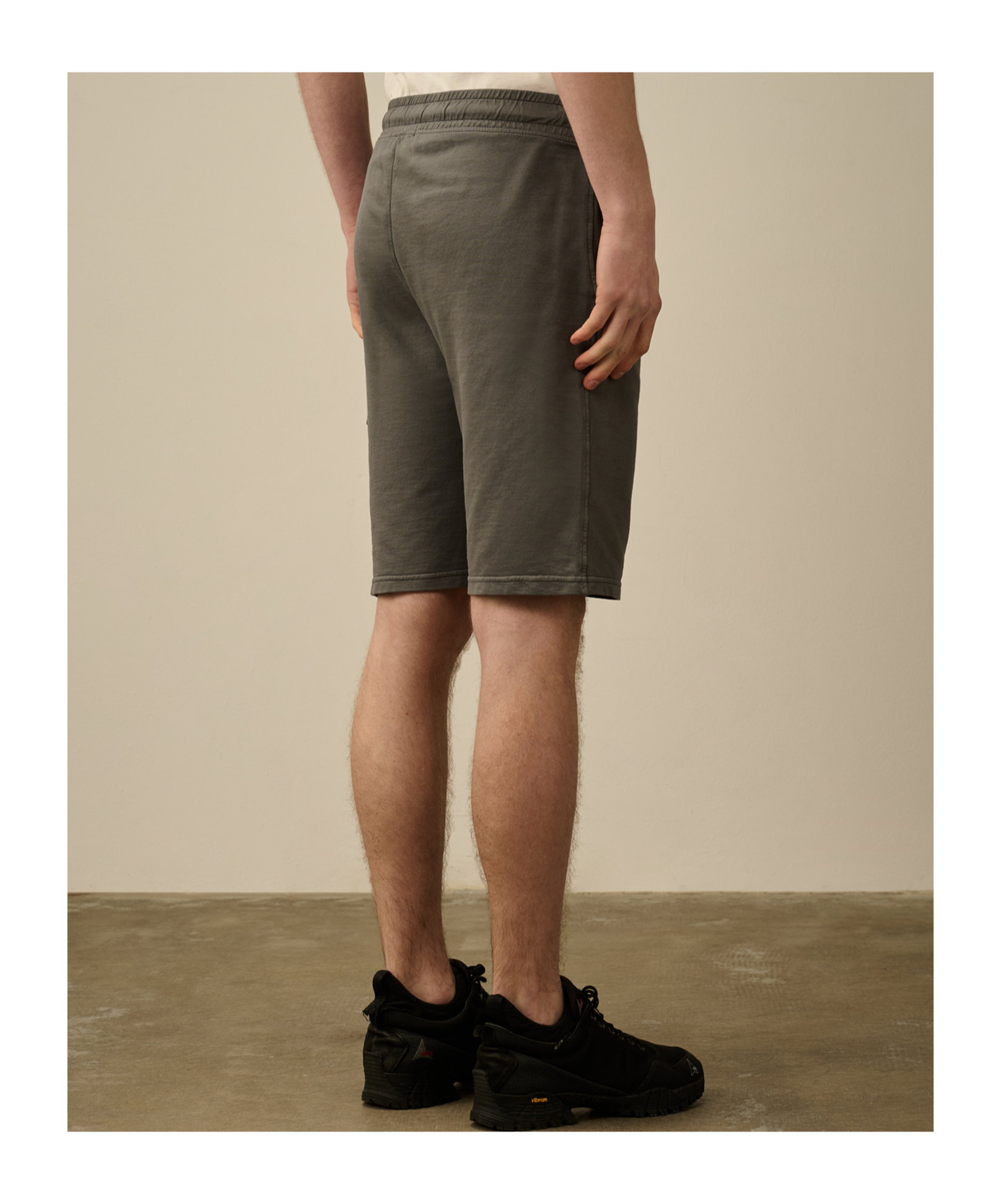 C.p. Company Lens-detail Cotton Track Shorts In Black