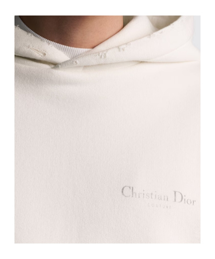 Dior Christian  Couture Hooded Lined Sweatshirt In White