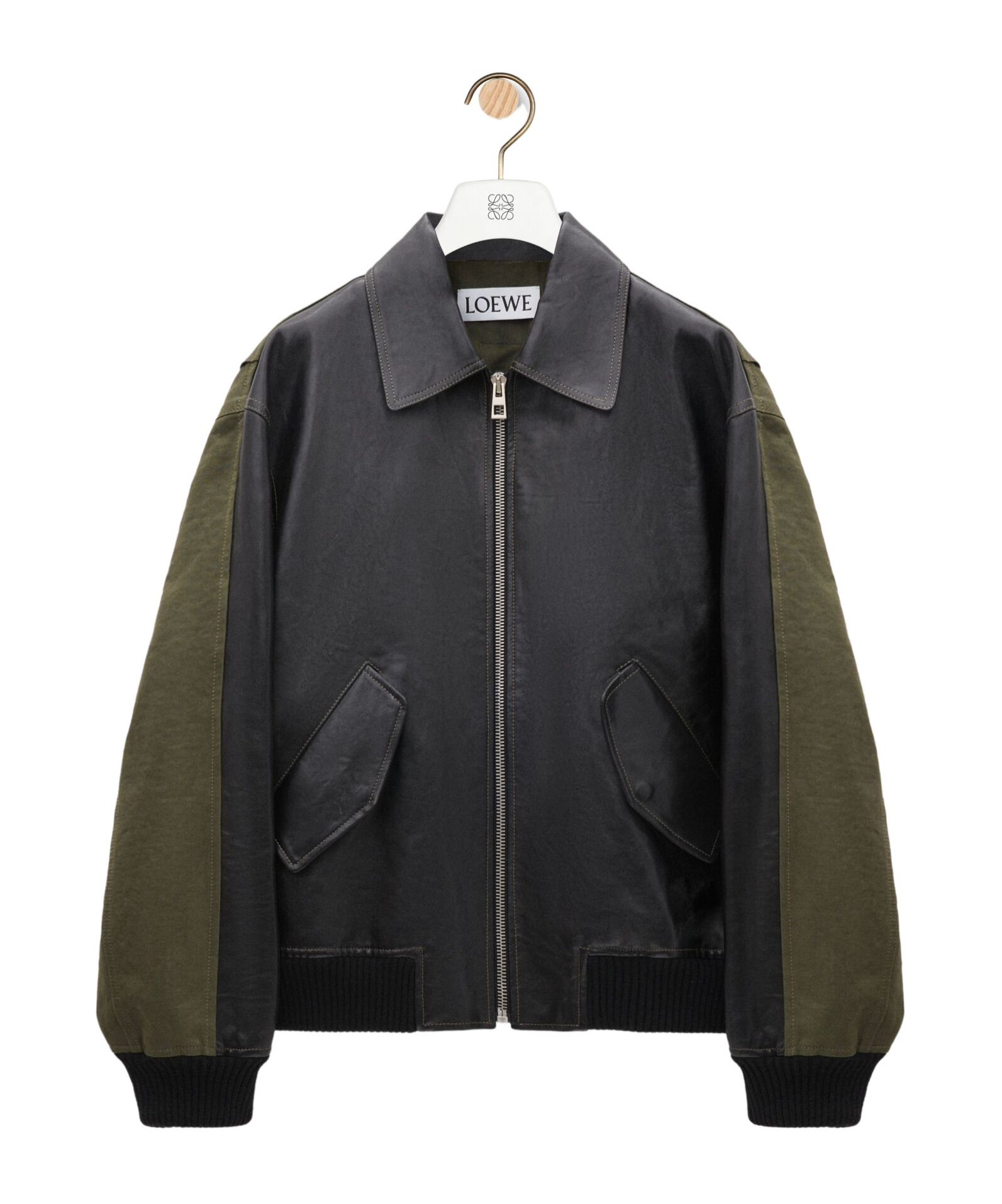 Loewe Leather And Canvas-blend Bomber Jacket In Black