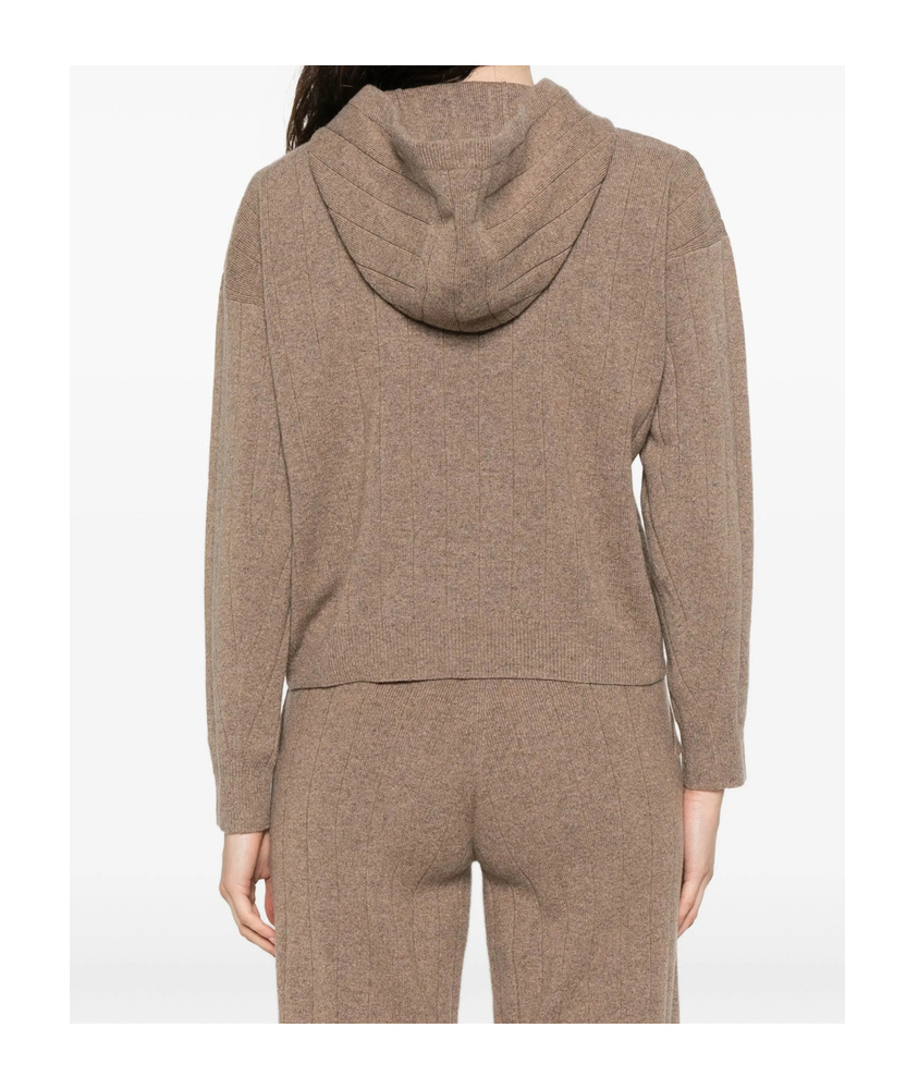 Max Mara Hooded Zip-up Cardigan In Brown
