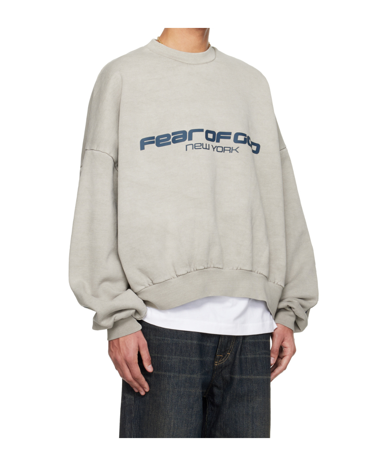 Essentials Holiday Heavy Fleece Cropped Relaxed Sweatshirt In Gray