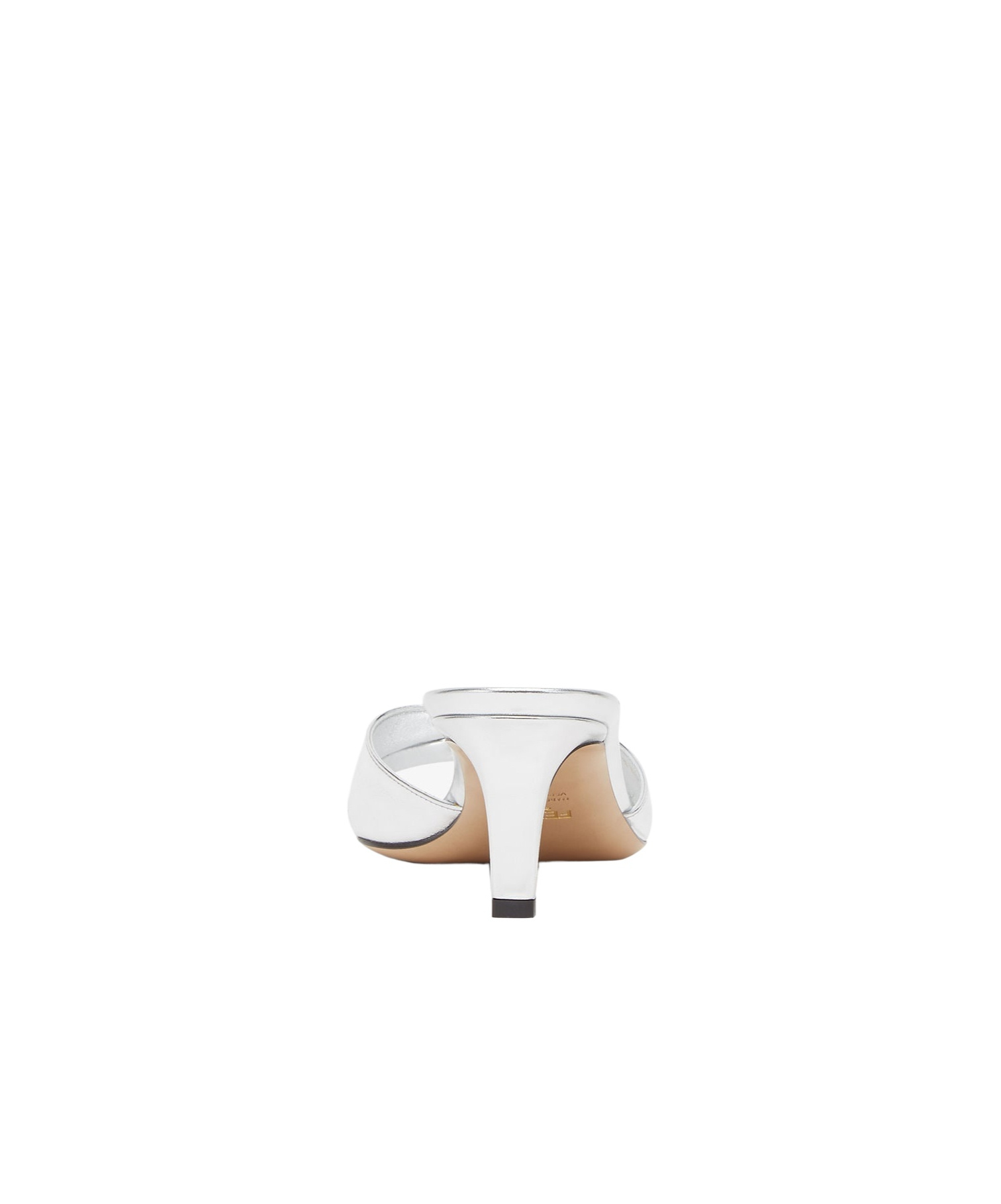 Fendi Fold Leather Mules Metal Detail In White