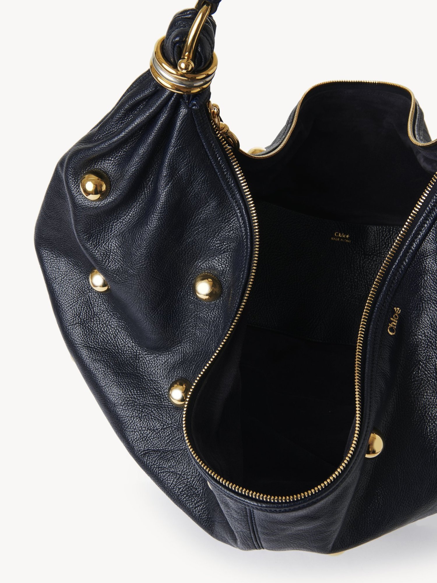 Chloé Navy Large Bracelet Stud Bag In Black