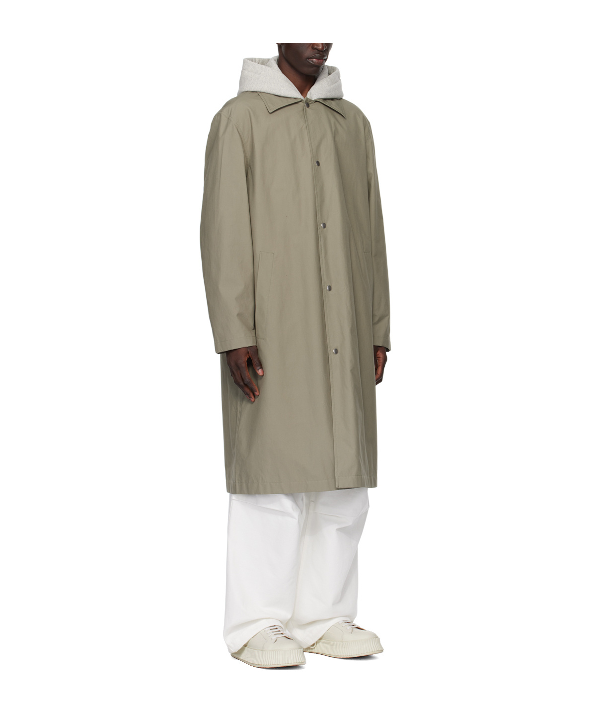 Jil Sander Logo-print Button-down Coat In Gray