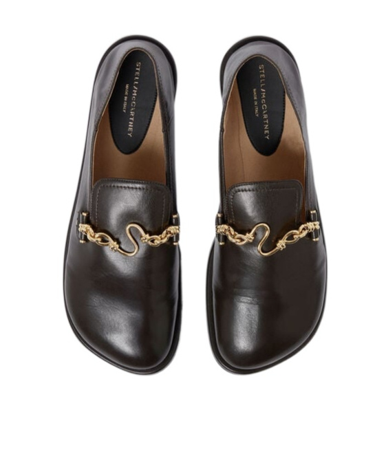 Stella Mccartney Loafers Flat Sole Round Toe Gold-tone Hardware In Black