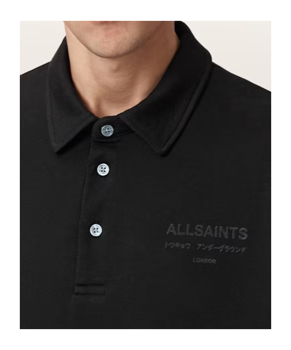 Allsaints Underground Zip-up Collar Sweatshirt In Black