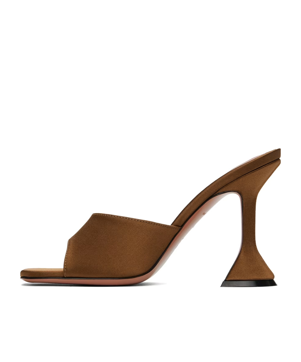 Amina Muaddi Brown Lupita Slipper Heeled Sandals In Brown