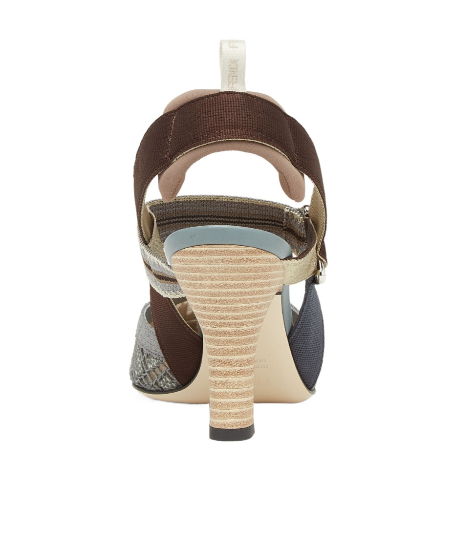 Fendi Colibri Embroidered High-heeled Sandals In Gray