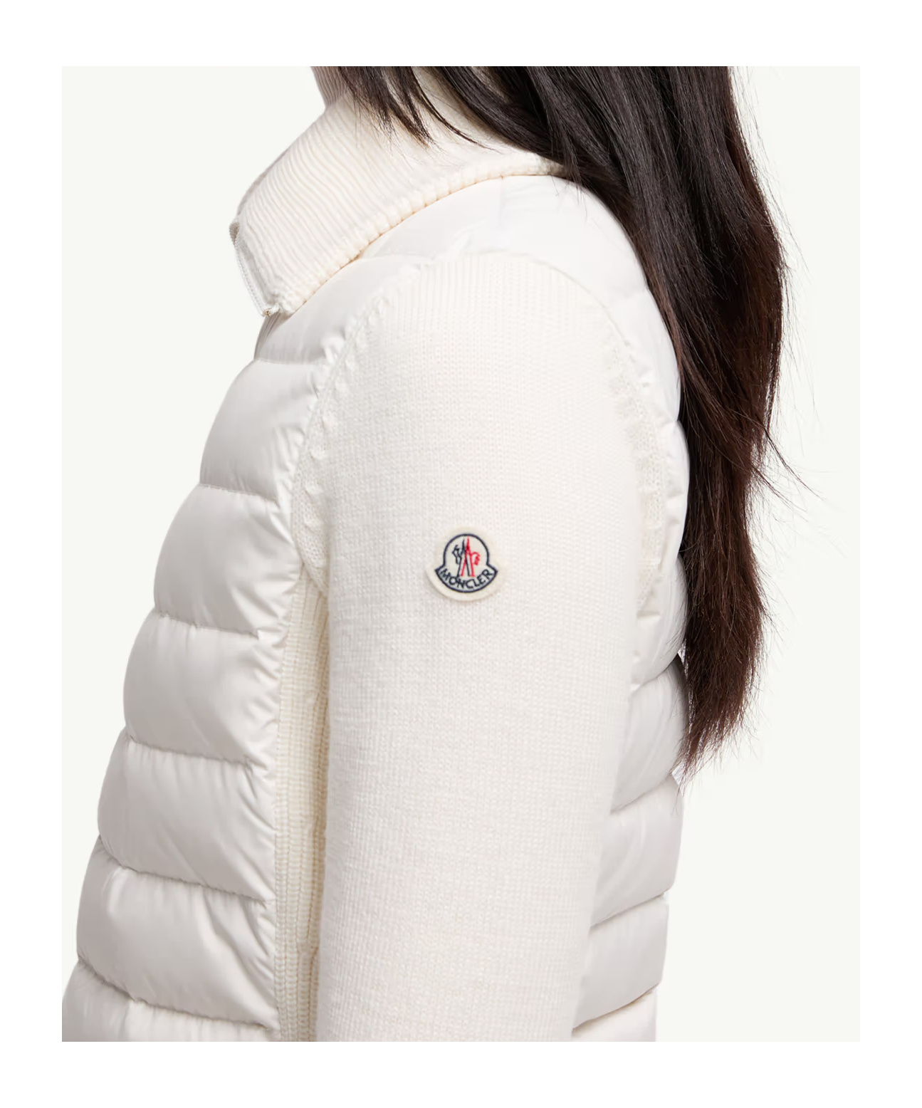 Moncler Quilted Knitted Jacket In Neutral