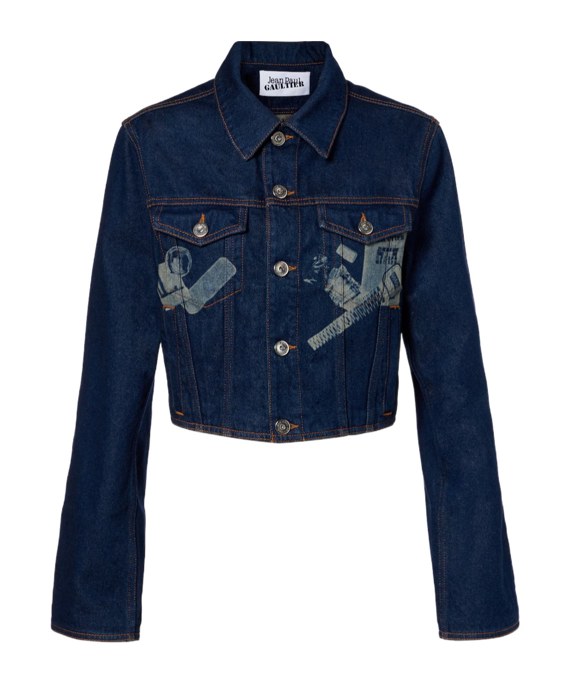 Jean Paul Gaultier Button-down Cropped Denim Jacket In Black