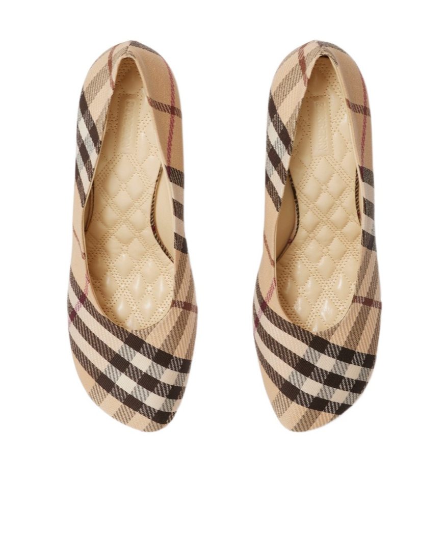 Burberry Archivio Check Baby Pumps In Nude
