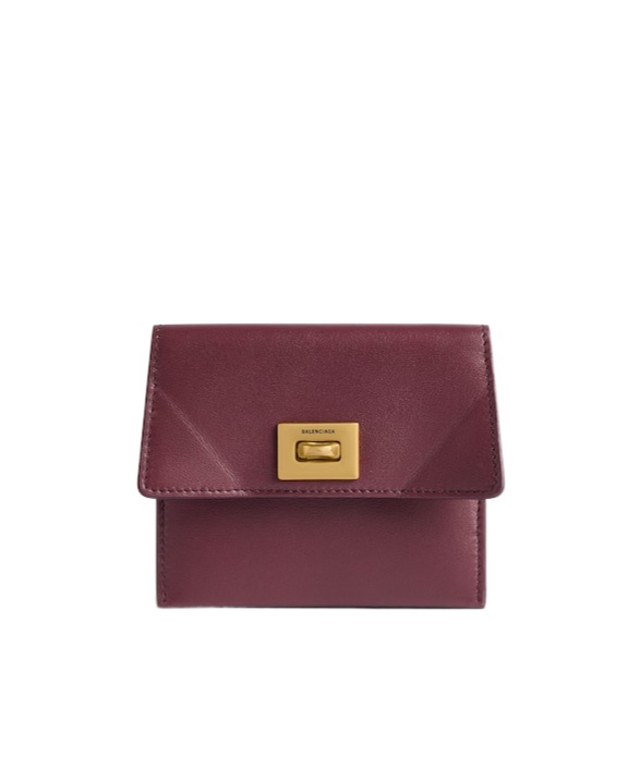 Balenciaga Calfskin Rodeo Card Holder In Dark Burgundy