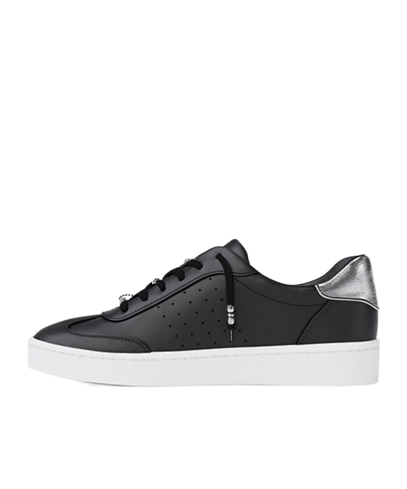 Michael Kors Scotty Embellished Leather Sneaker In Black