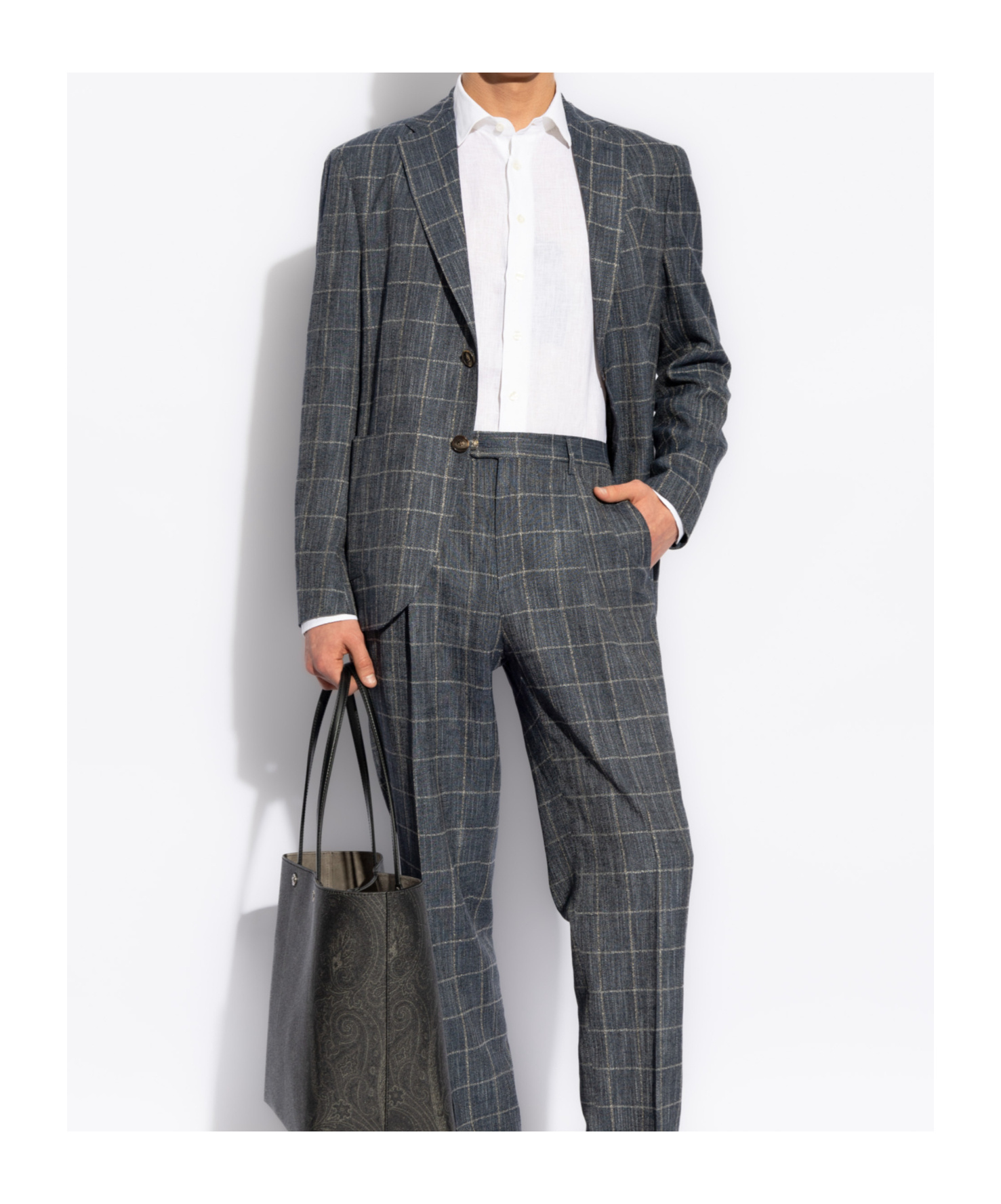 Etro Single-breasted Checked Jacket In Black