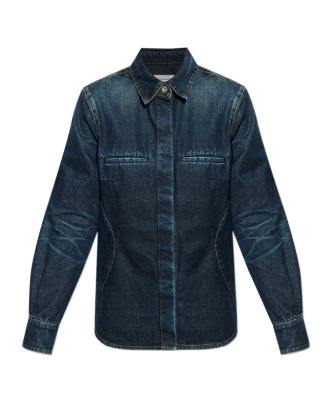 Ferragamo Logo Denim Shirt In Black