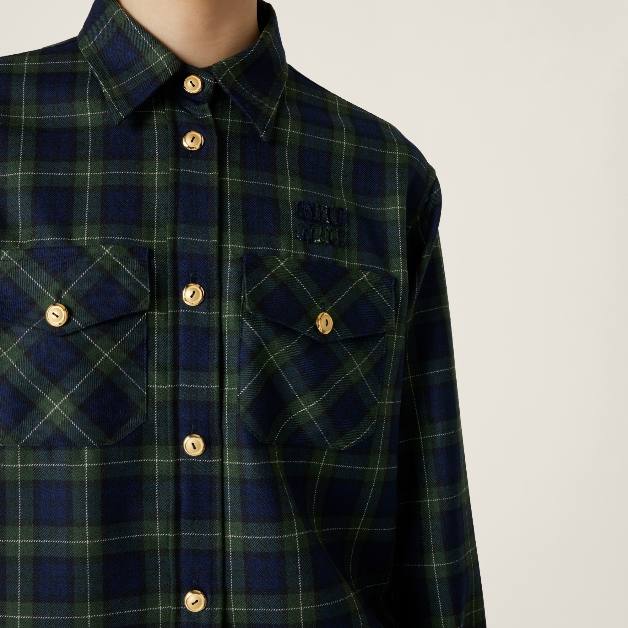 Miu Miu Plaid Shirt In Black