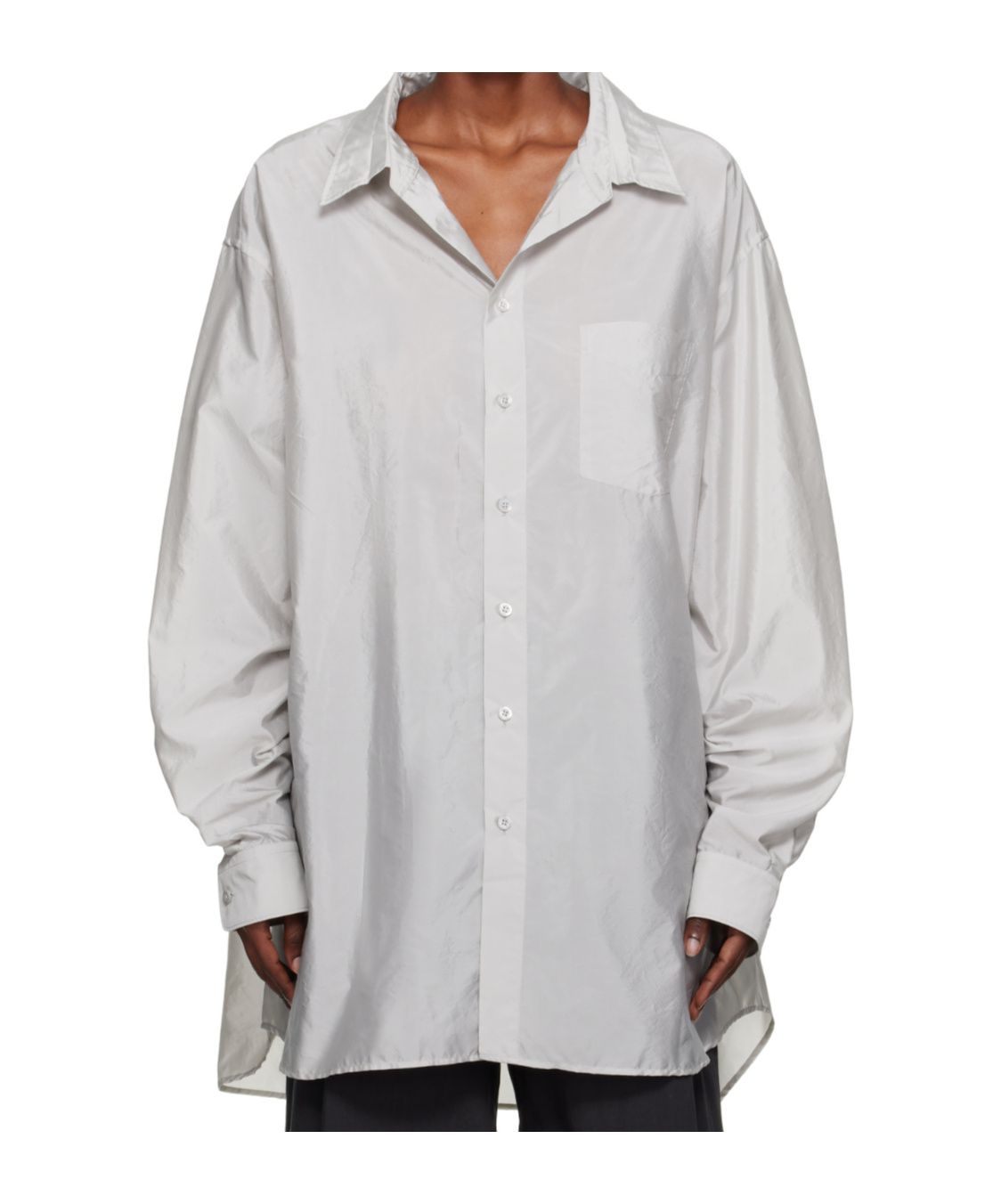 Maison Margiela Long-sleeved Shirt Woman Pearl Grey In White