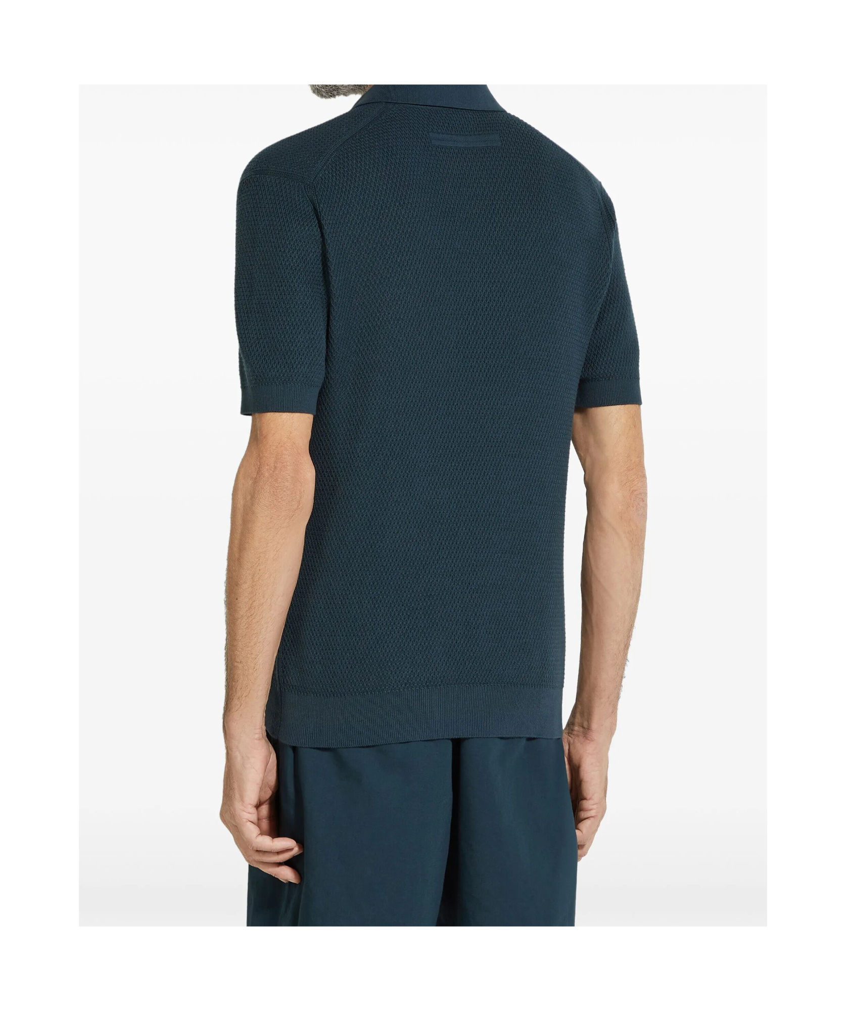 Shop Zegna Short-sleeved Knitted Polo Shirt In Black
