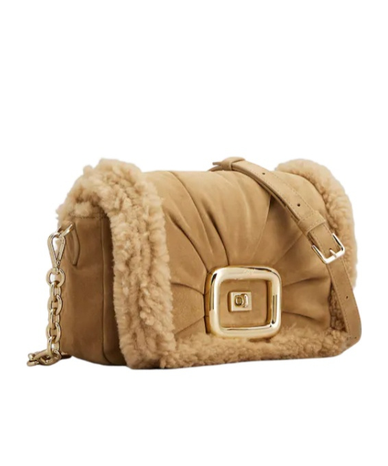 Roger Vivier Vic' Choc Flap Shoulder Bag In Brown