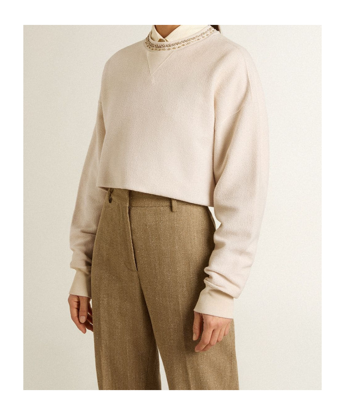 Golden Goose Cropped Sweater In Neutral