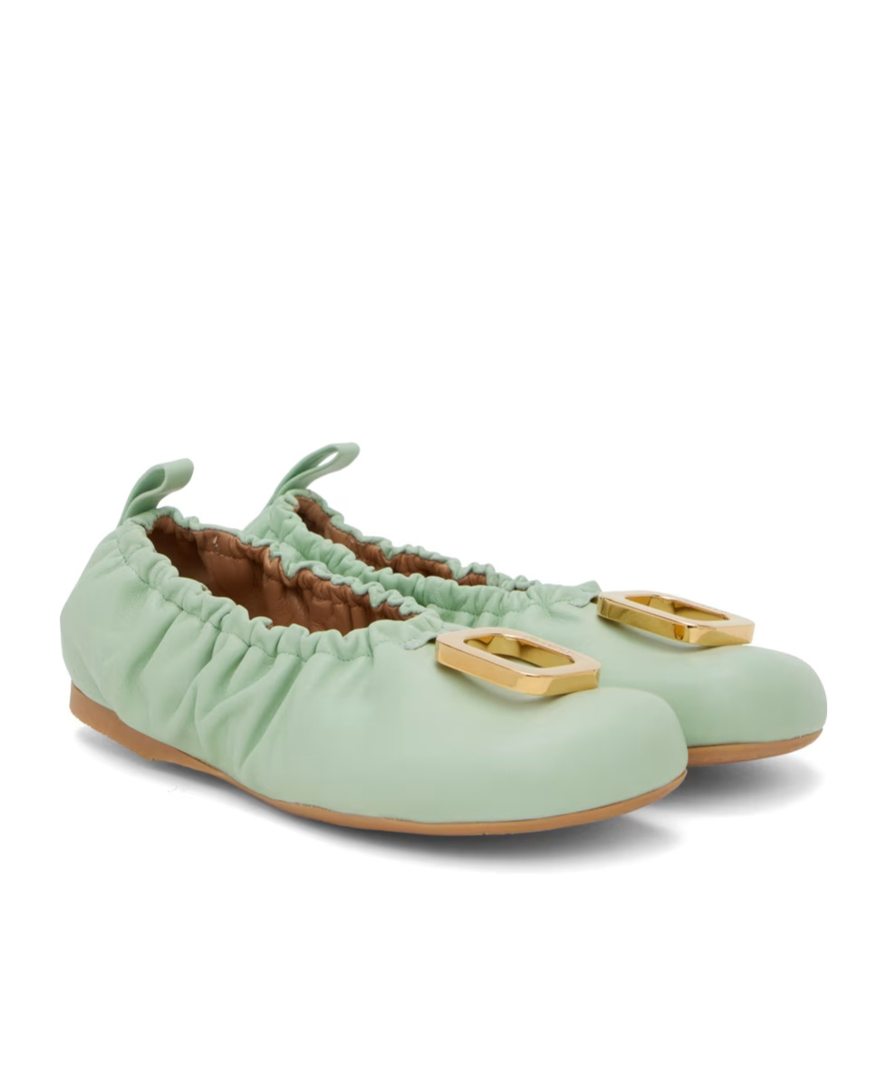 Jw Anderson Green Jwa Puller Leather Ballerina Flats In Gray
