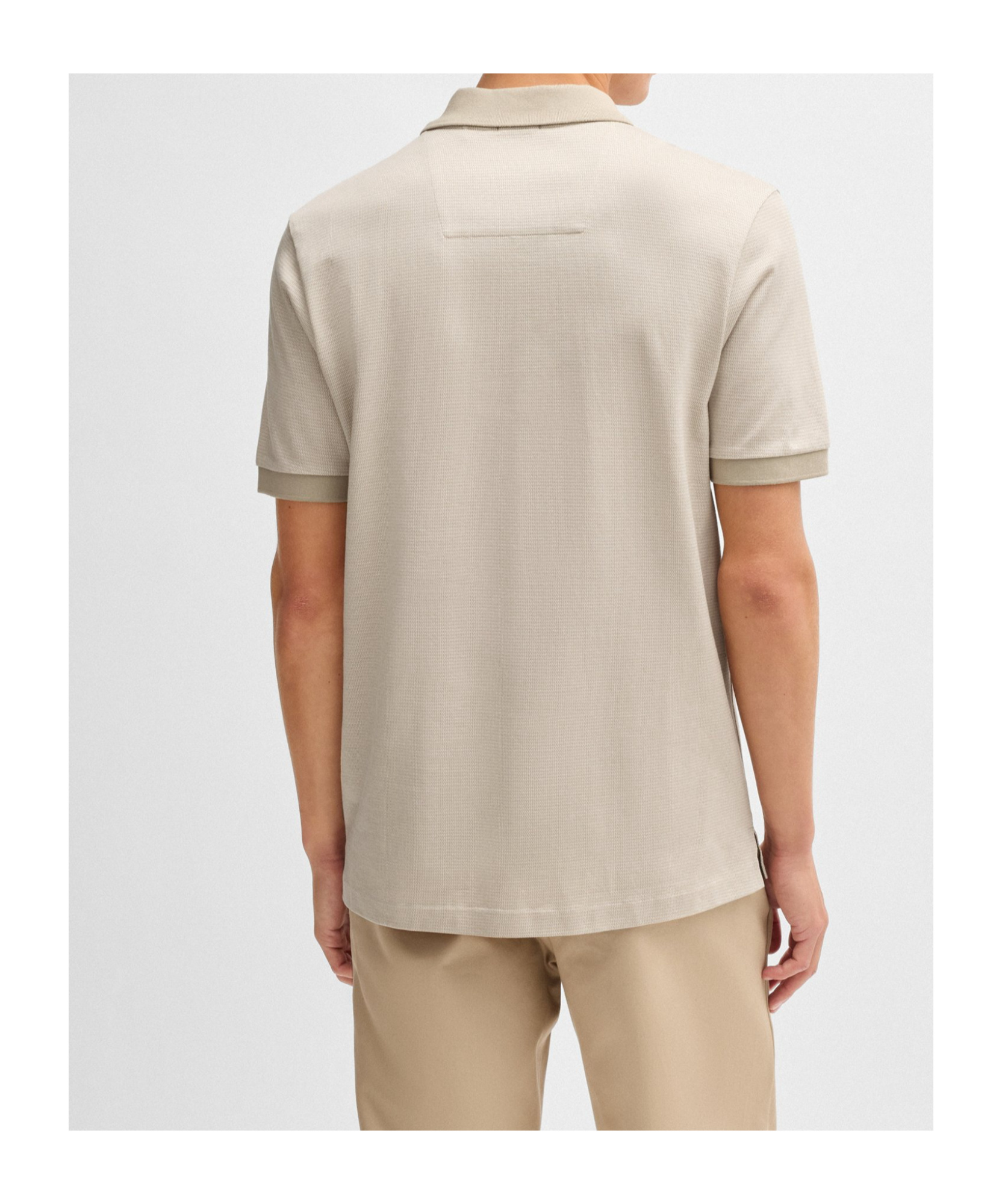 Hugo Boss Mercerized-cotton Polo Shirt With Micro Pattern In Nude