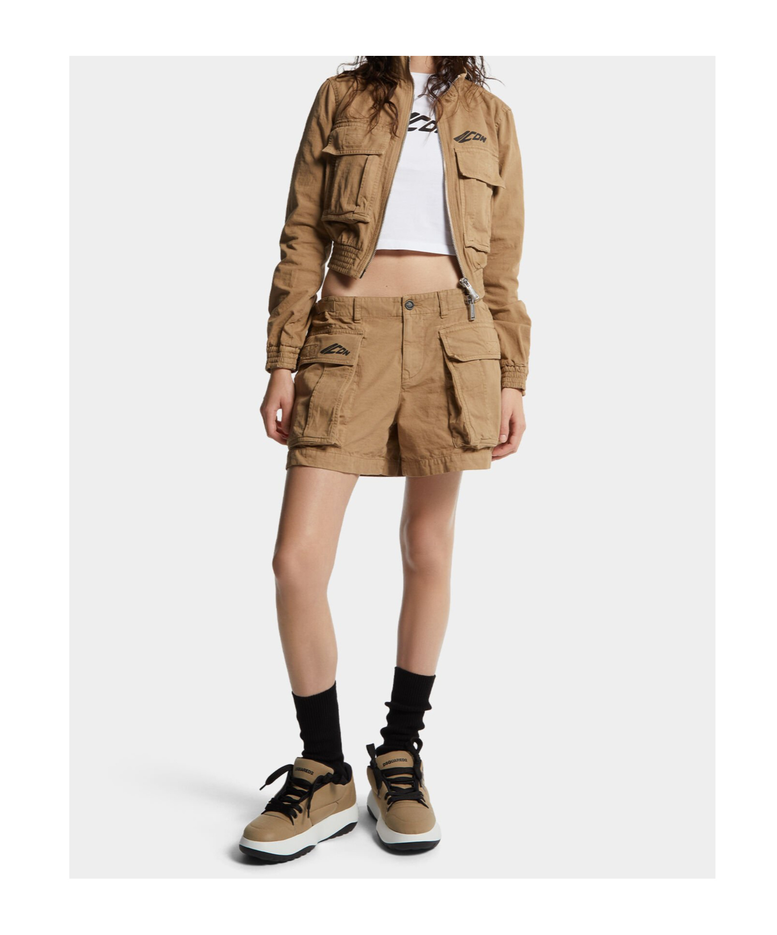 Dsquared2 Icon Cropped Jacket In Brown