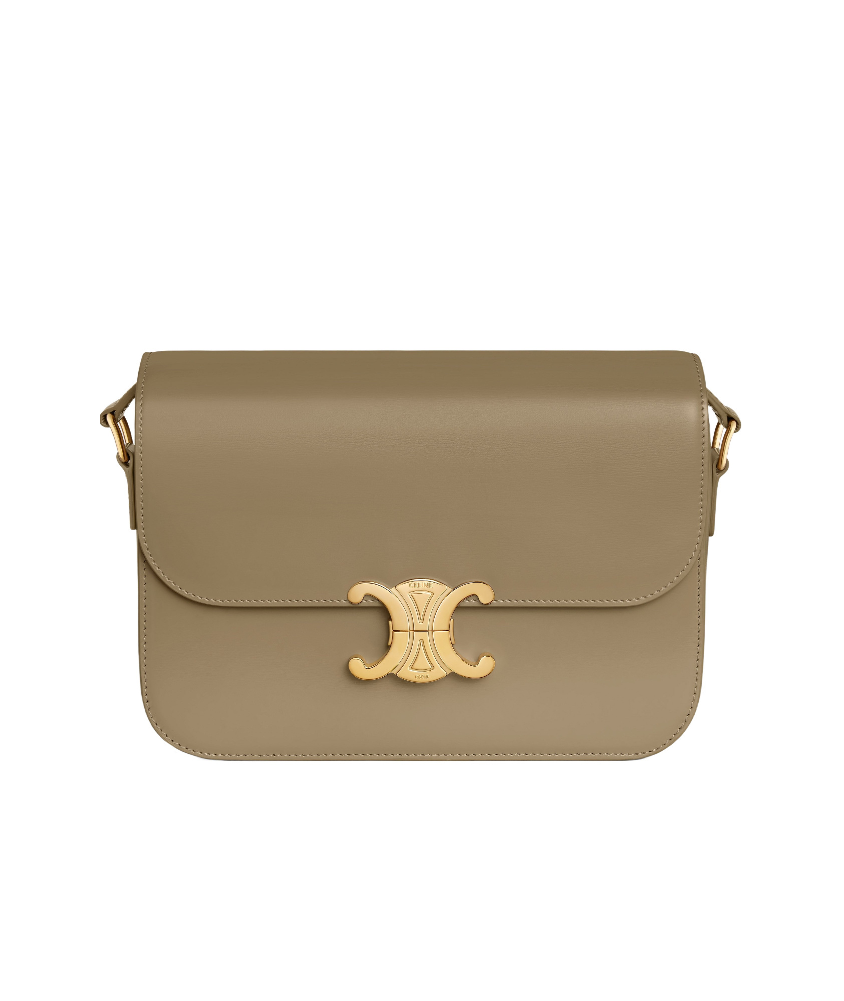 Celine Triomphe Classique Glossy Shoulder Bag In Brown