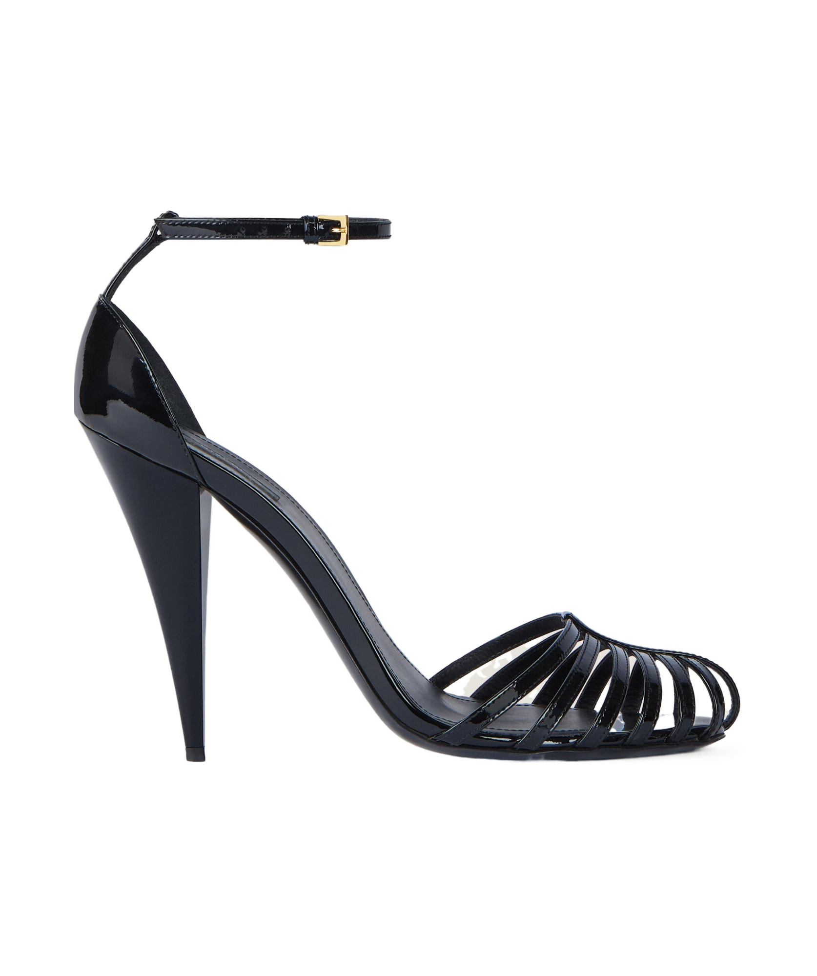 Givenchy Cage Heeled Sandals In Patent Leather In Black