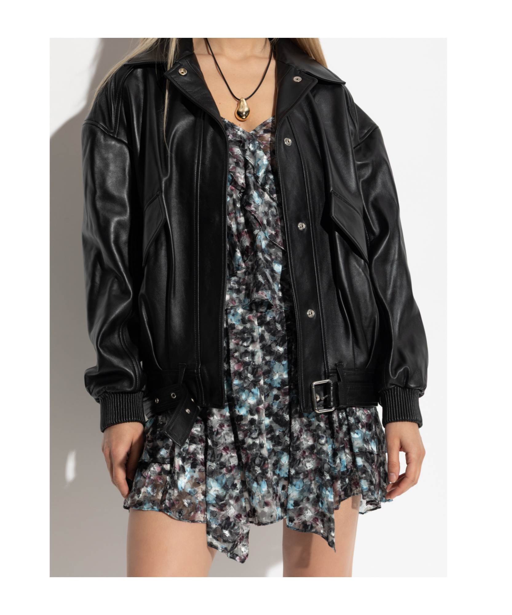 Iro Long Sleeve Leather Jacket In Black