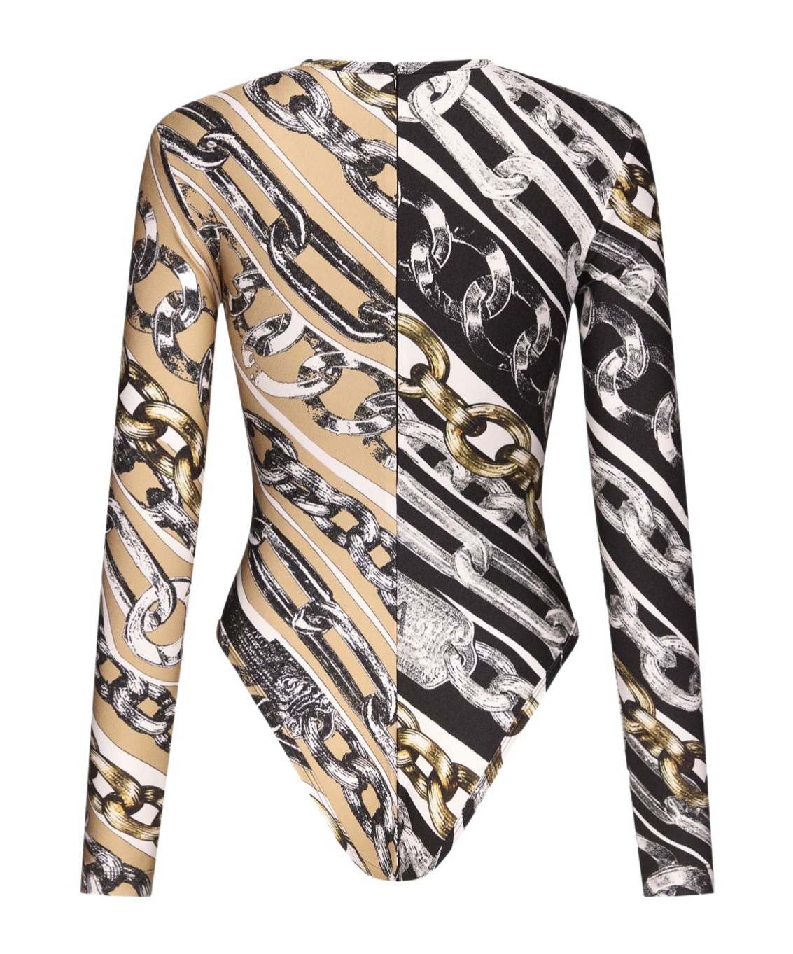 Area Chain Link-print Bodysuit In Black