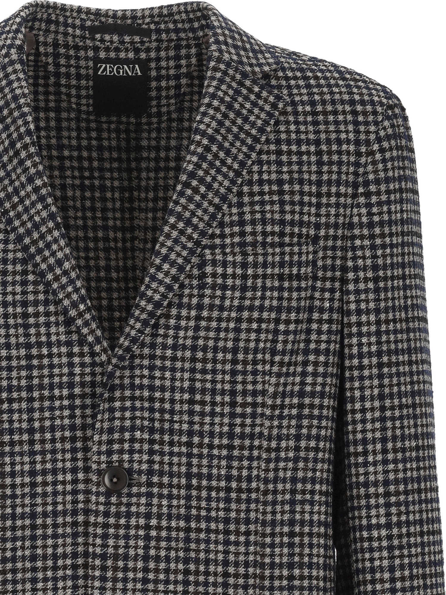 Zegna Long-sleeved Suit Jacket In Multi