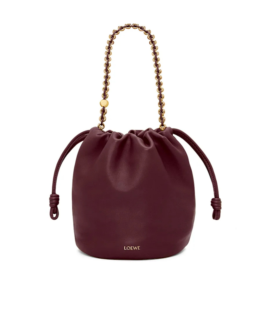Shop Loewe Flamenco Purse Bucket Bag In Mellow Nappa Lambskin In Red