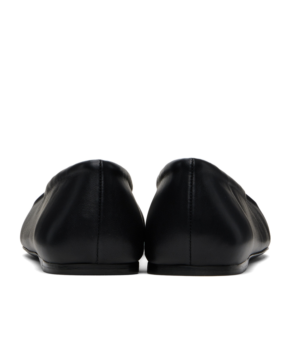 Shop Marni Black Nappa Leather Little Bow Ballet Flat