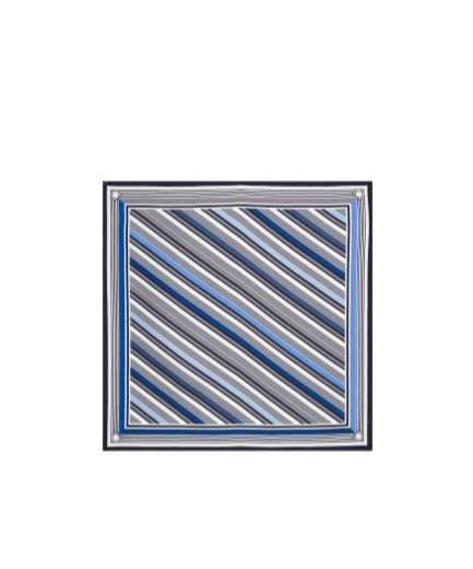 Ferragamo Striped Silk Pocket Square In Blue