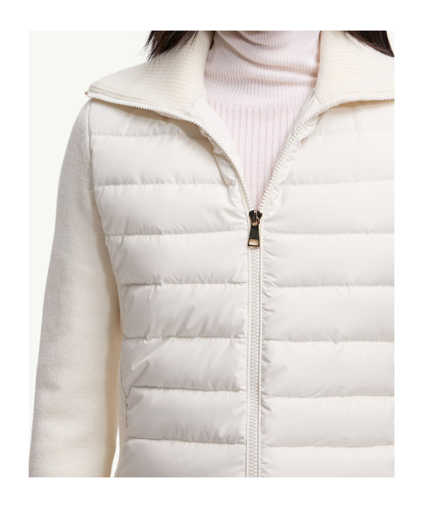 Moncler Quilted Knitted Jacket In Neutral