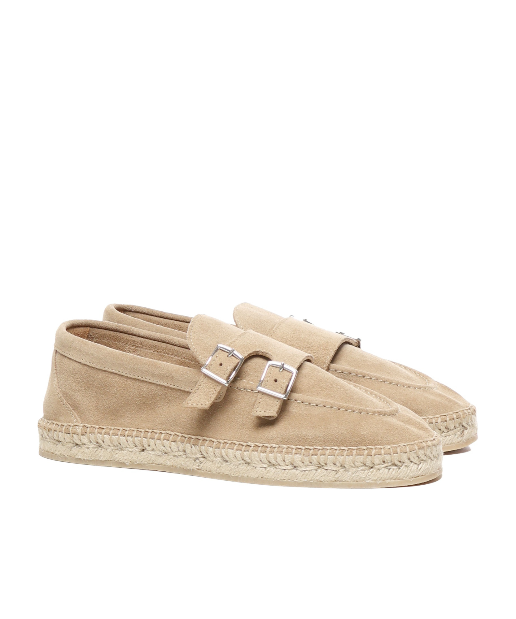 Eleventy Camel Leather Espardillas With Buckles In Nude