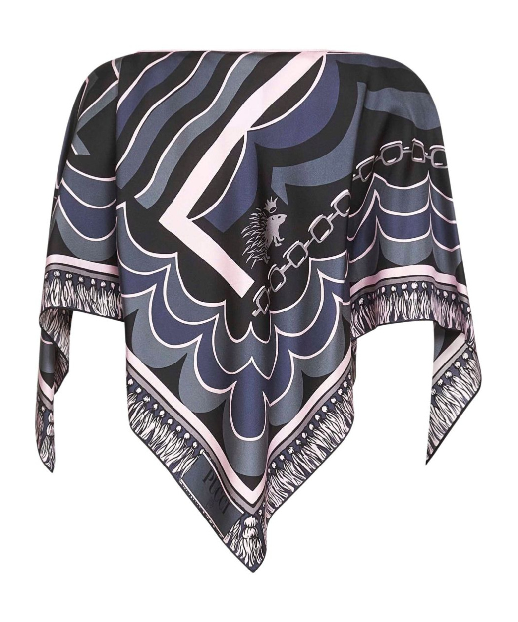Pucci Geometric Patterned Silk Blouse With Asymmetric Hem In Multi