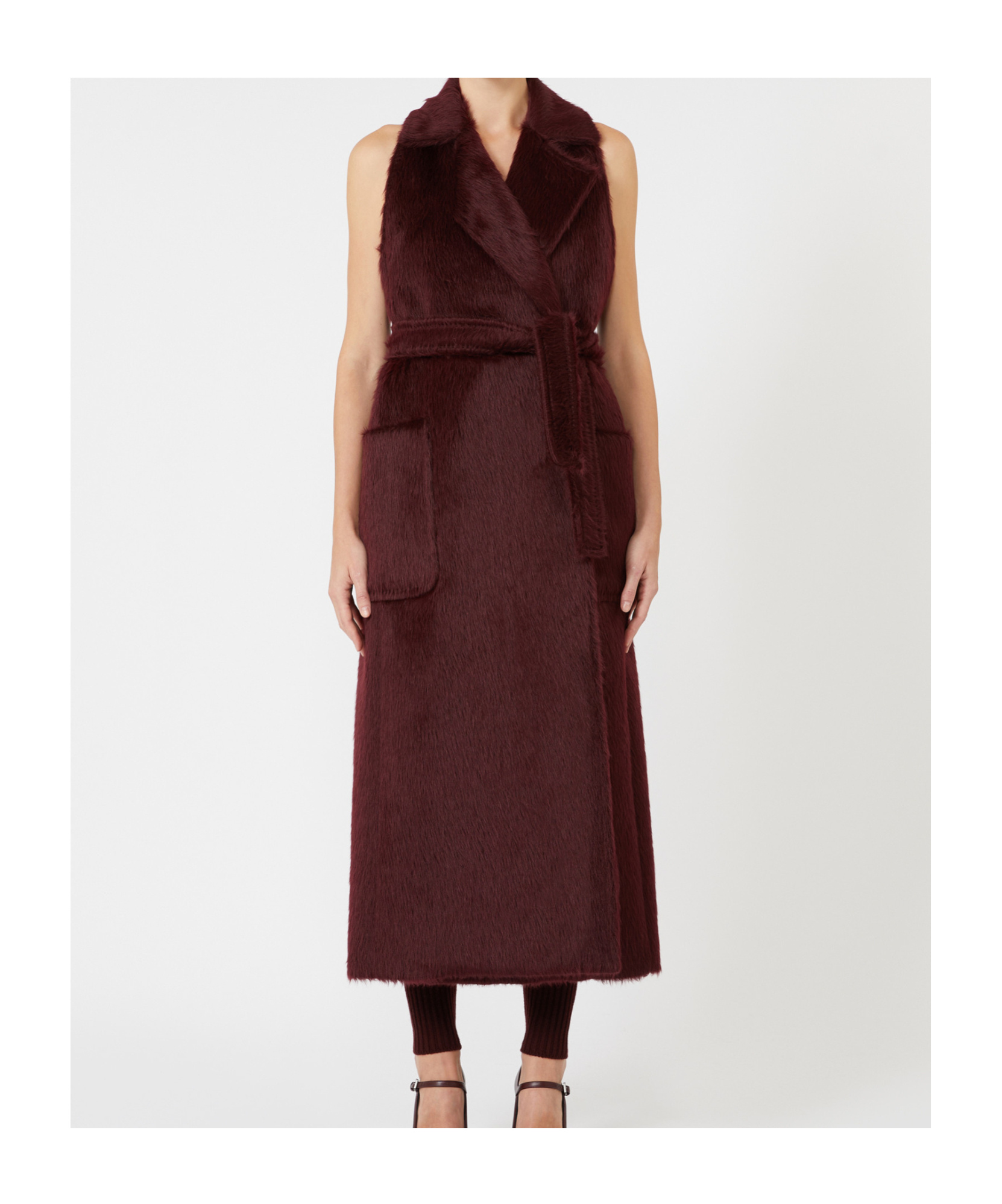 Max Mara Sleeveless Wool And Alpaca Coat In Brown